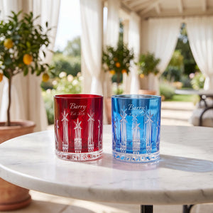 Waterford US250 Red & Blue Double Old Fashioned Glasses, 11.5oz, Set of 2 lifetime engraving
