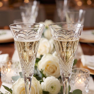 Waterford Wedding Champagne Flutes, 6oz, Set of 2 lifetime engraving