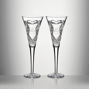 Waterford Wedding Champagne Flutes, 6oz, Set of 2 lifetime engraving