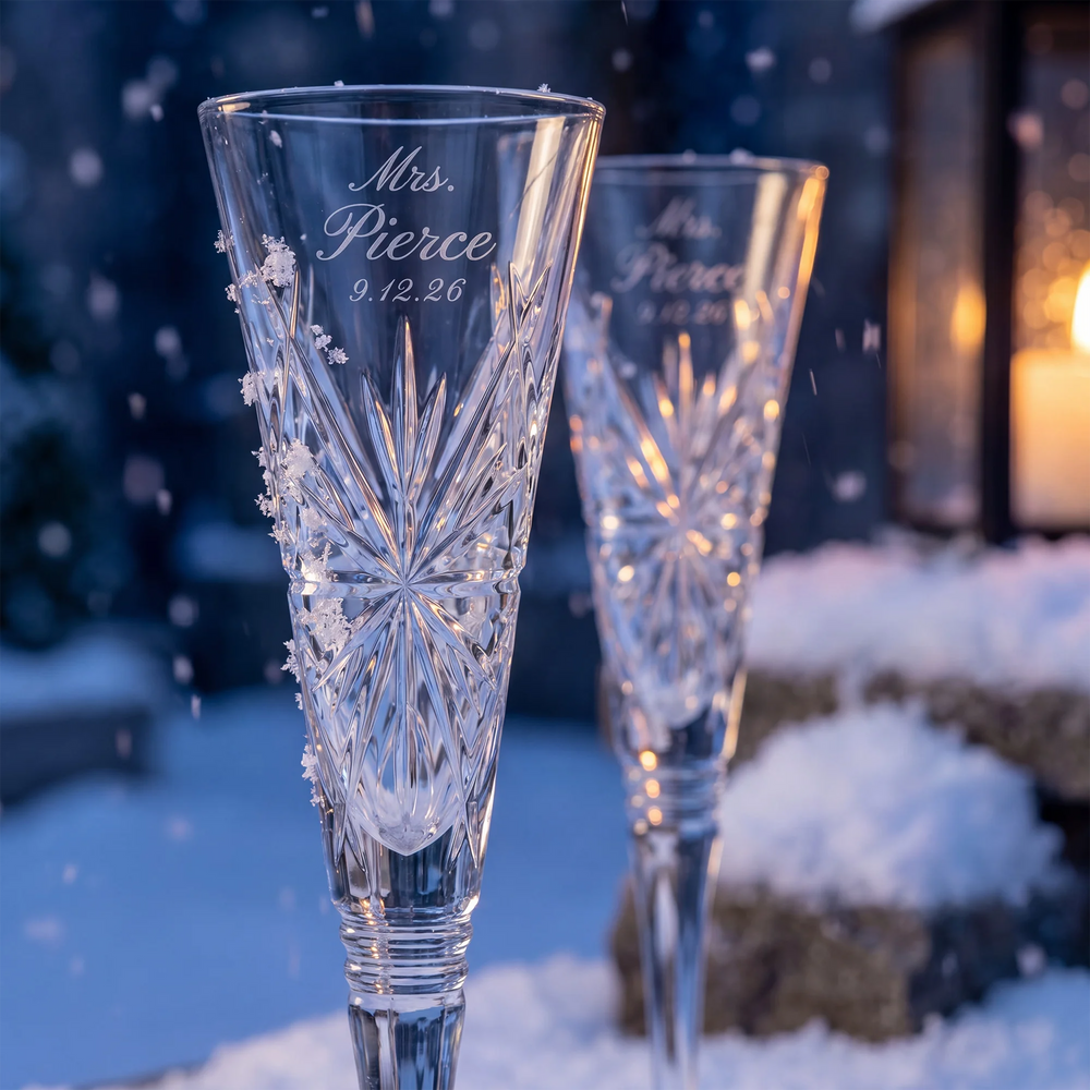 Waterford Winter Wonders Snowflakes Champagne Flutes, 6oz, Set of 2
