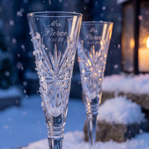 Waterford Winter Wonders Snowflakes Champagne Flutes, 6oz, Set of 2