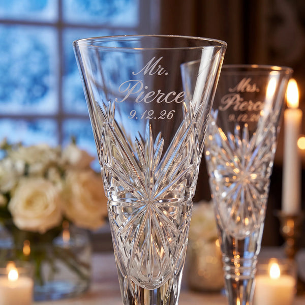 Waterford Winter Wonders Snowflakes Champagne Flutes, 6oz, Set of 2