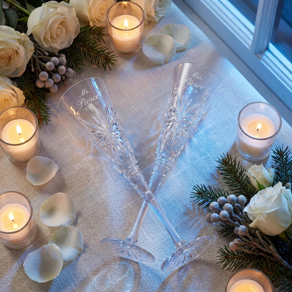 Waterford Winter Wonders Snowflakes Champagne Flutes, 6oz, Set of 2
