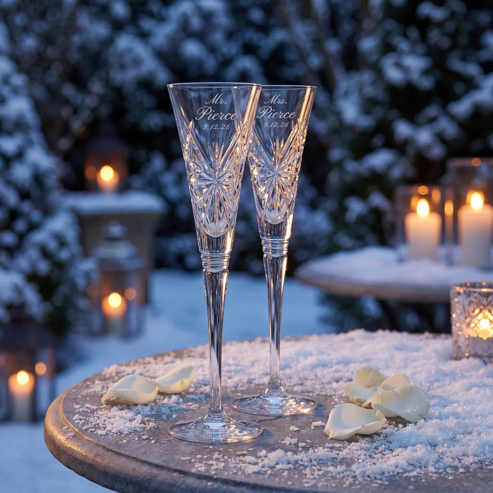 Waterford Winter Wonders Snowflakes Champagne Flutes, 6oz, Set of 2