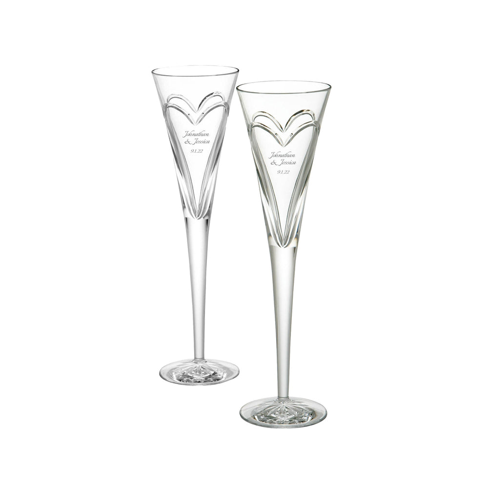 Waterford Wishes Love & Romance Champagne Flutes, Set of 2 lifetime engraving