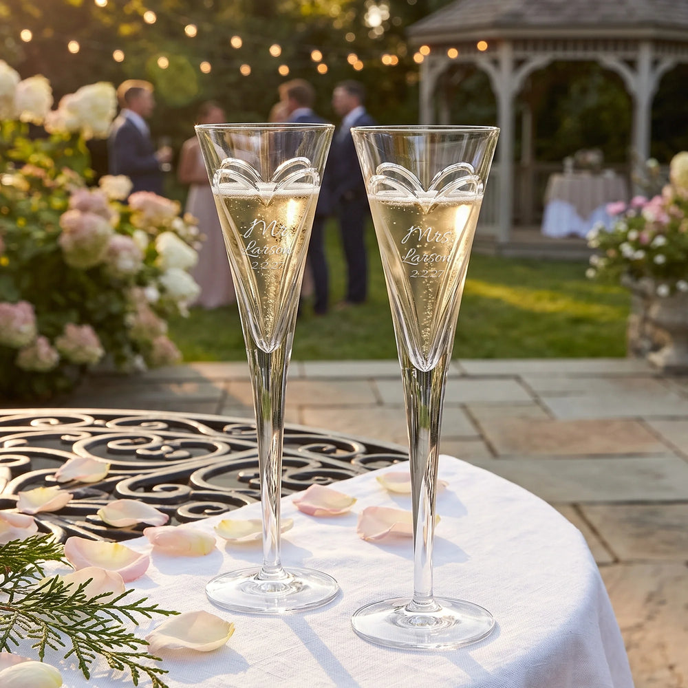 Waterford Wishes Love & Romance Champagne Flutes, 6oz, Set of 2 lifetime engraving