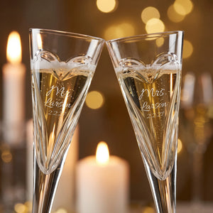 Waterford Wishes Love & Romance Champagne Flutes, 6oz, Set of 2 lifetime engraving