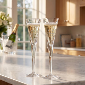 Waterford Wishes Love & Romance Champagne Flutes, 6oz, Set of 2 lifetime engraving