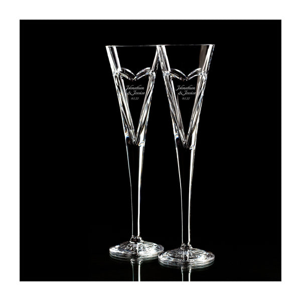 Waterford Wishes Love & Romance Champagne Flutes, 6oz, Set of 2 lifetime engraving