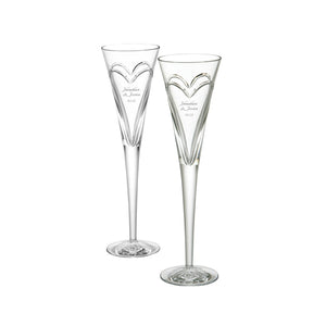 Waterford Wishes Love & Romance Champagne Flutes, 6oz, Set of 2 lifetime engraving