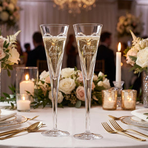 Waterford Wishes Love & Romance Champagne Flutes, 6oz, Set of 2 lifetime engraving
